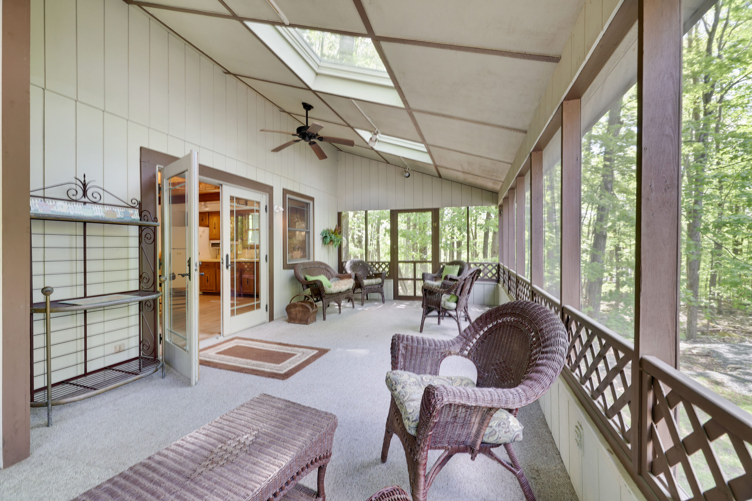 Cozy front porch sitting area at a residential home