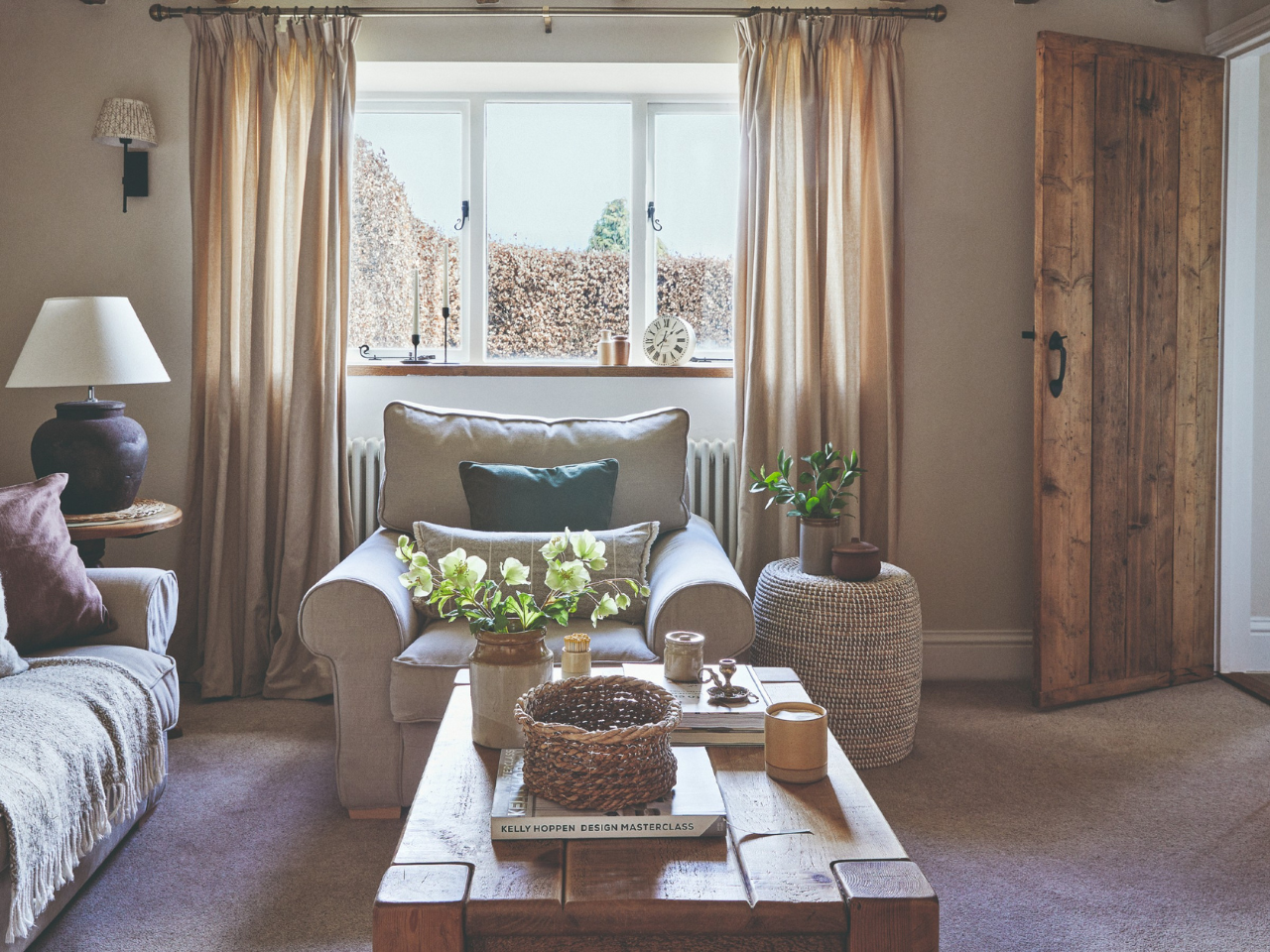 Cozy home interior featuring sofa and table
